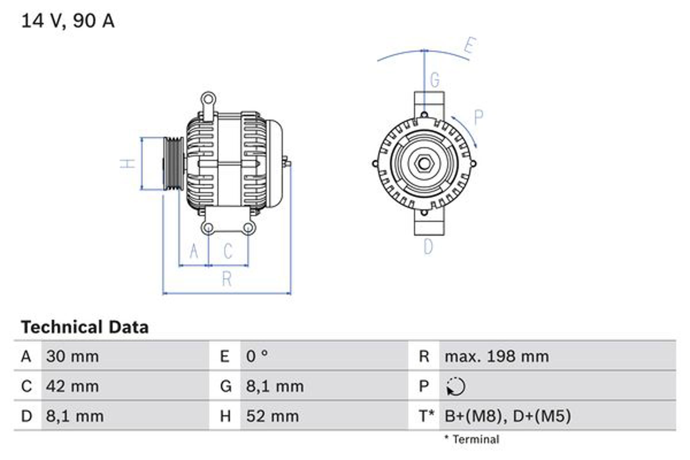 Генератор BOSCH 0986041800