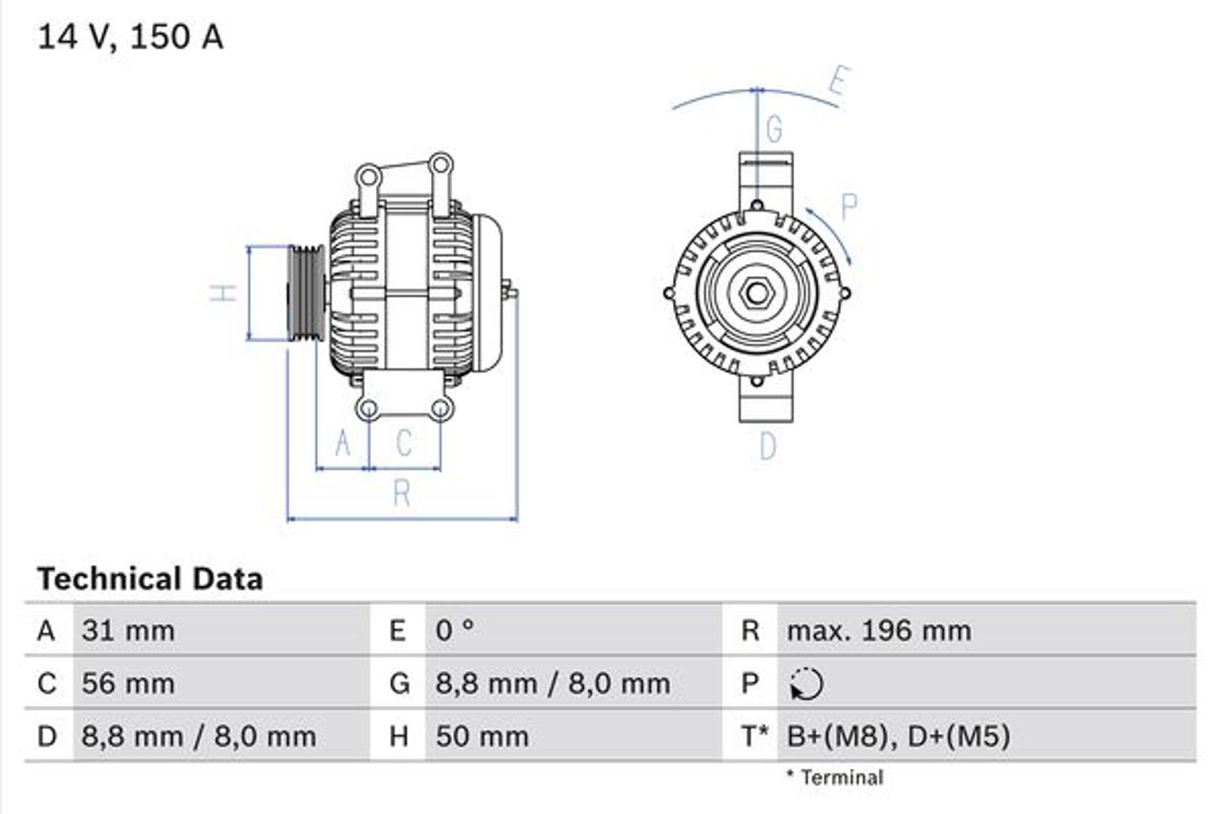 Генератор BOSCH 0986043910