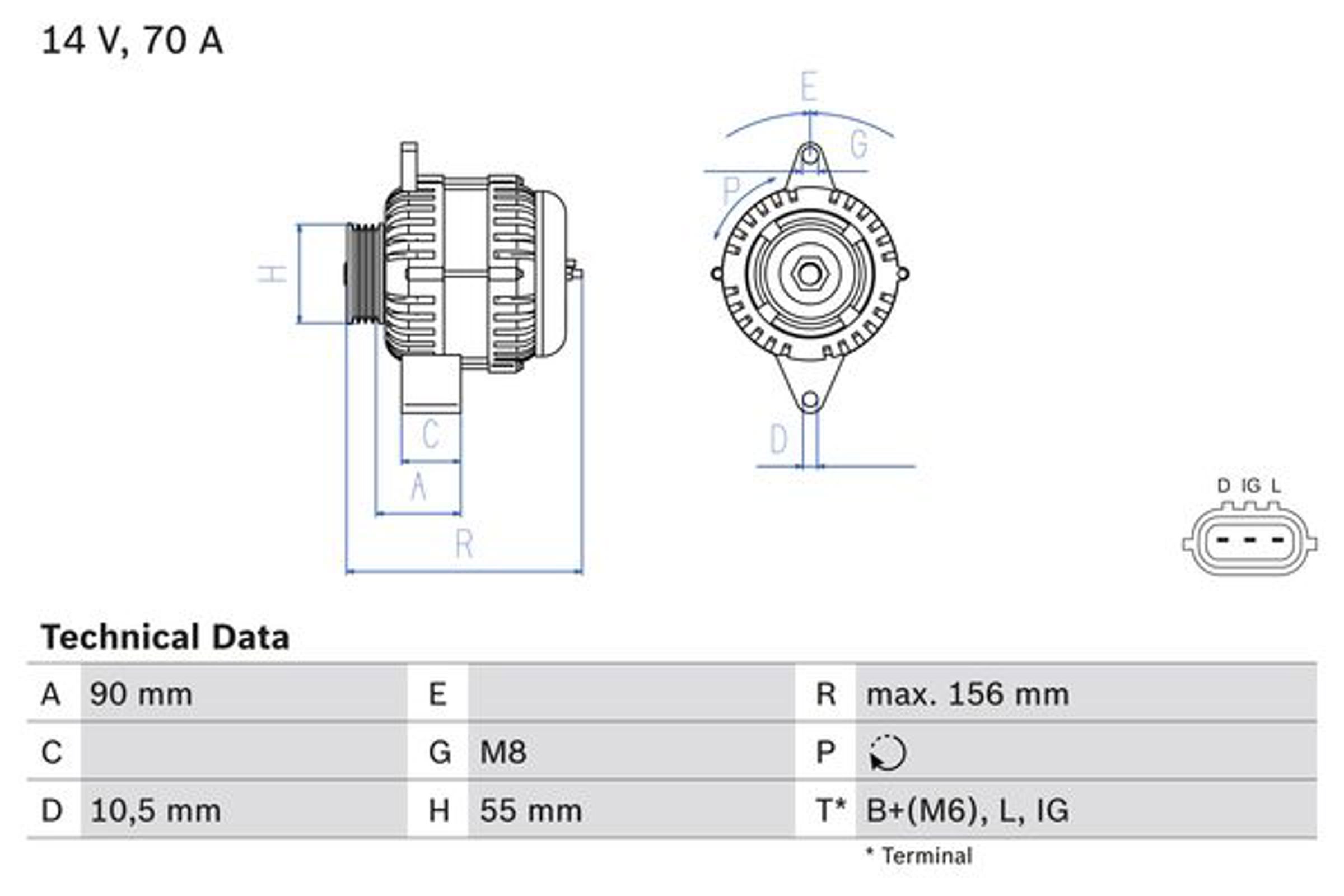 Генератор BOSCH 0986045751