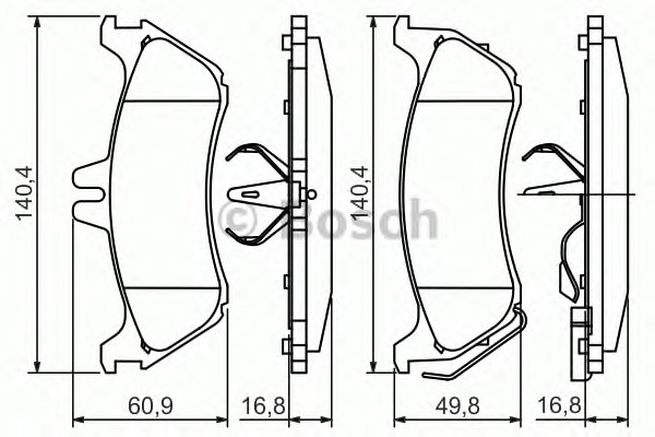 Комплект тормозных колодок дискового тормоза BOSCH 0986424708