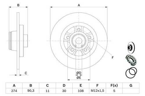 0986479015 BOSCH Тормозной диск