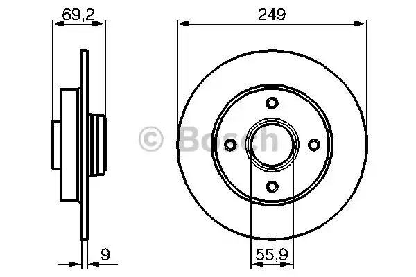 0986479255 BOSCH Тормозной диск