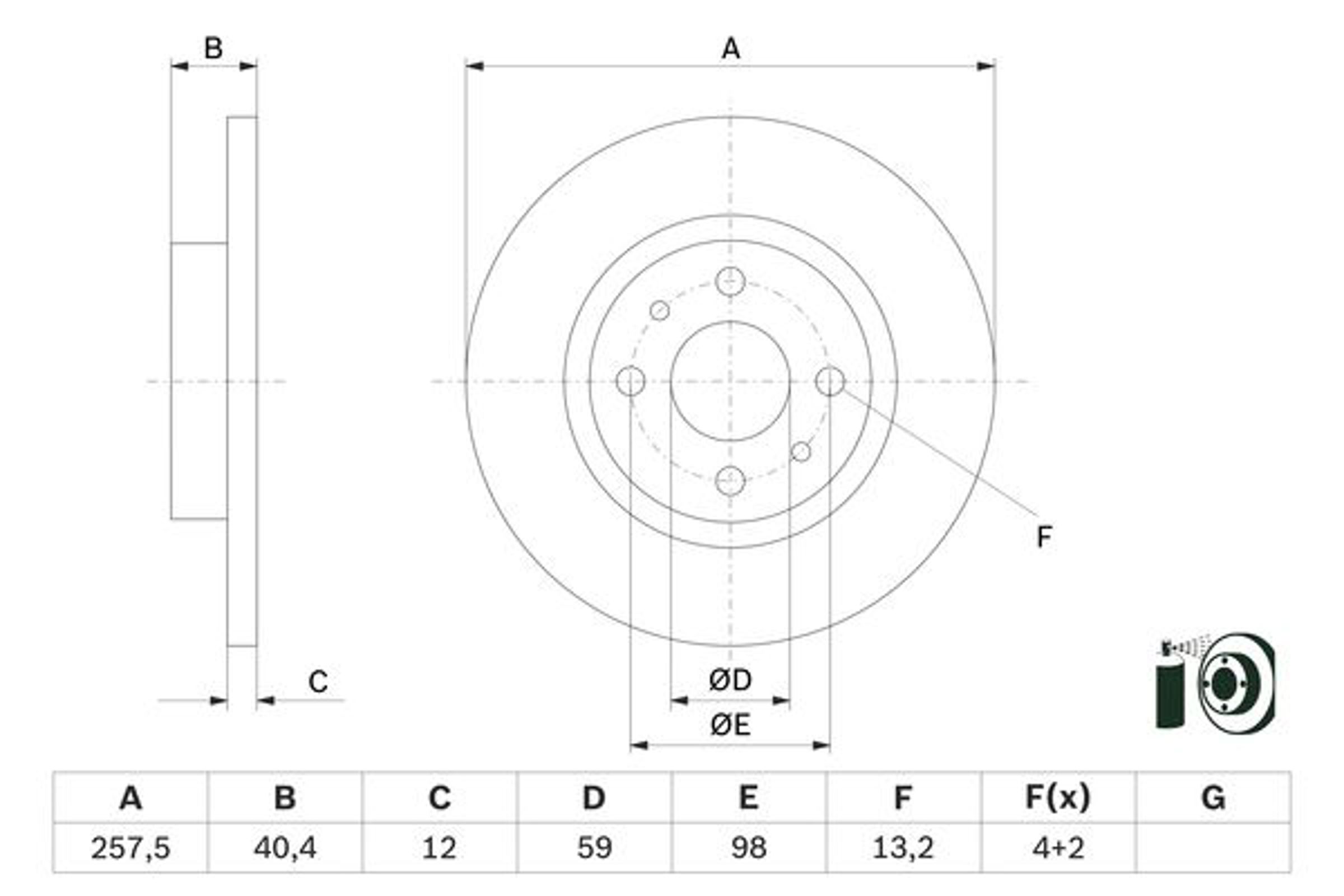 Диск тормозной передний BOSCH 0986479E65