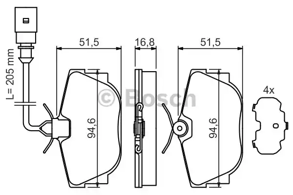 0986494051 BOSCH Тормозные колодки