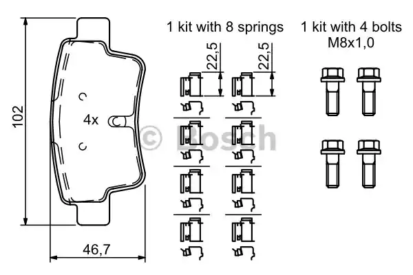 0986494222 BOSCH Колодки тормозные дисковые