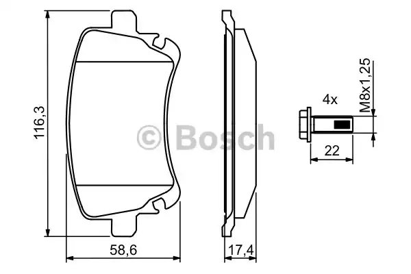 0986494303 BOSCH Тормозные колодки