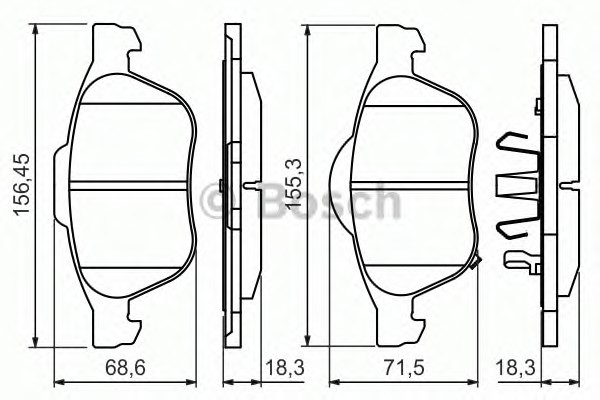 Комплект тормозных колодок дискового тормоза BOSCH 0986494485