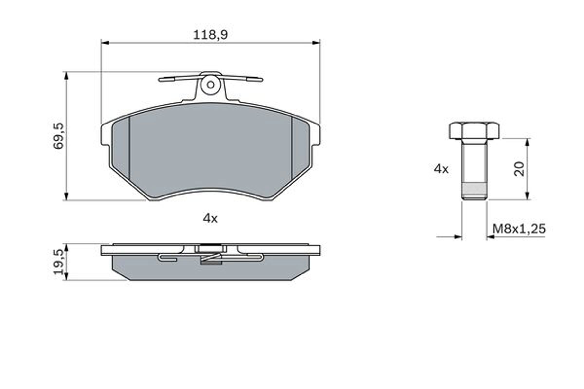 Дисковые тормозные колодки комплект BOSCH 0986494726