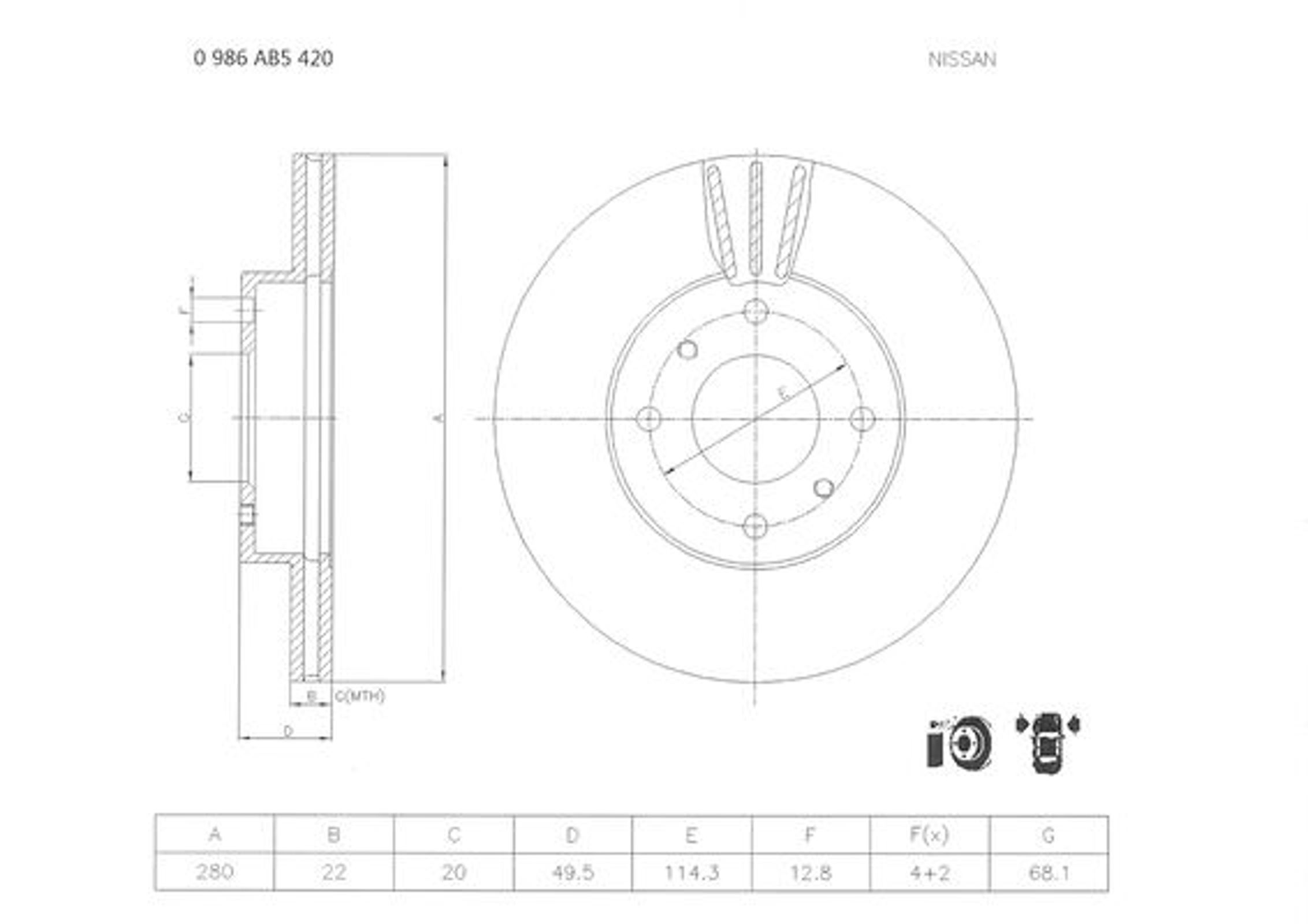 Диск тормозной BOSCH 0986AB5420