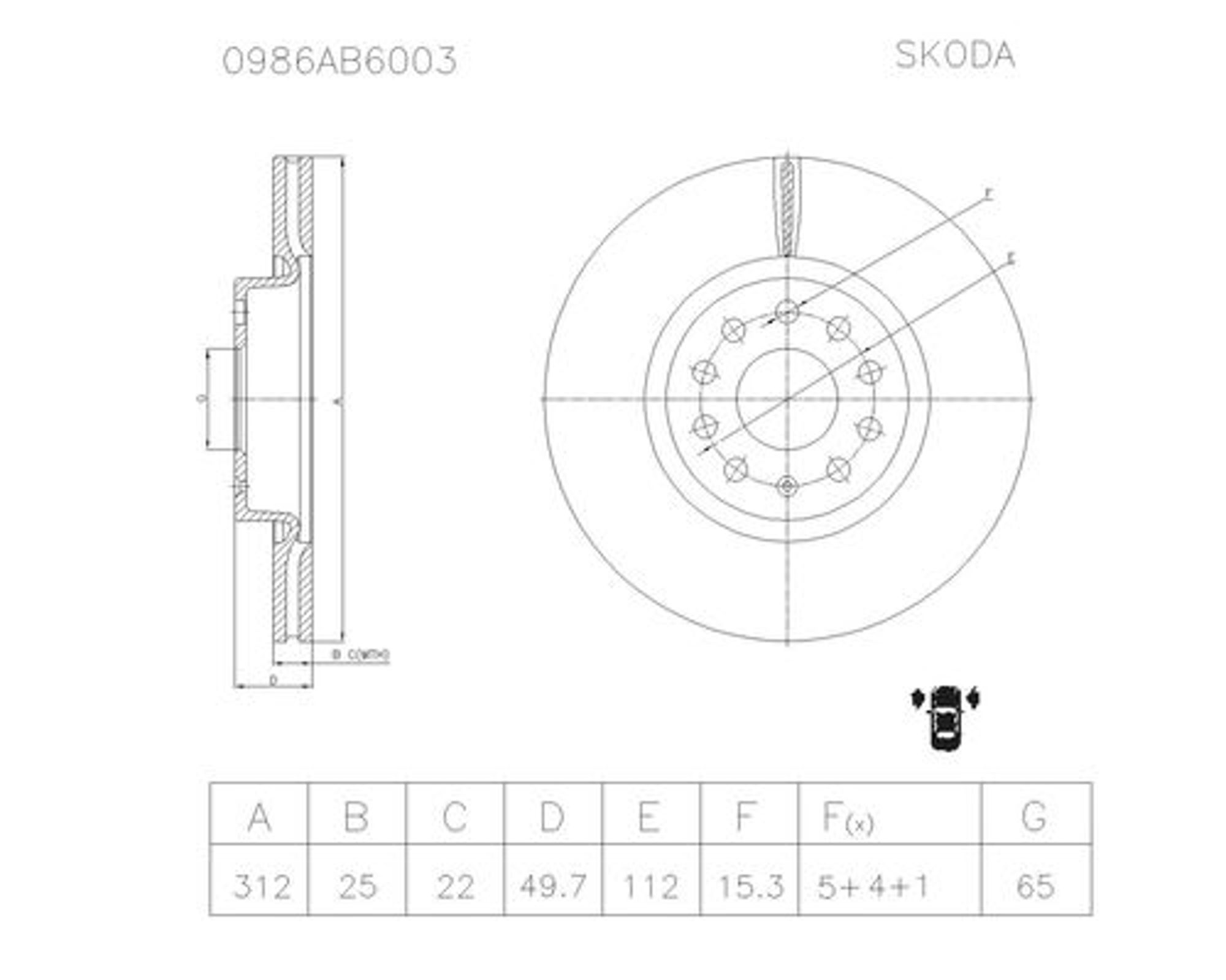 0986AB6003 BOSCH Диск тормозной