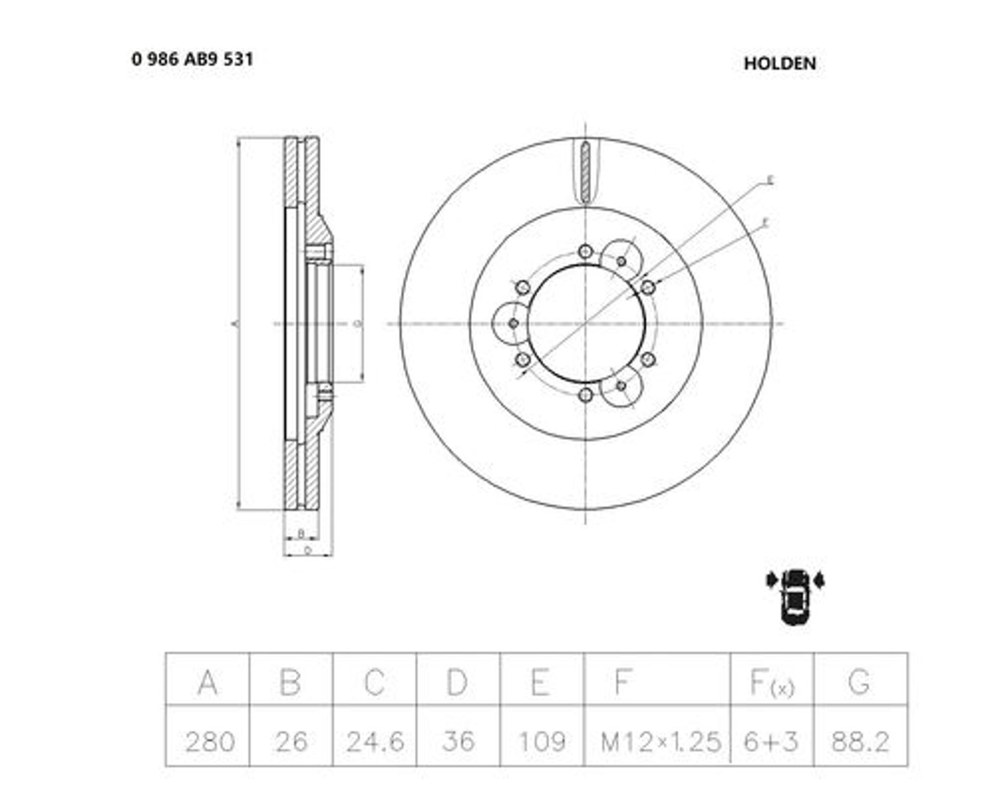 Диск тормозной BOSCH 0986AB9531
