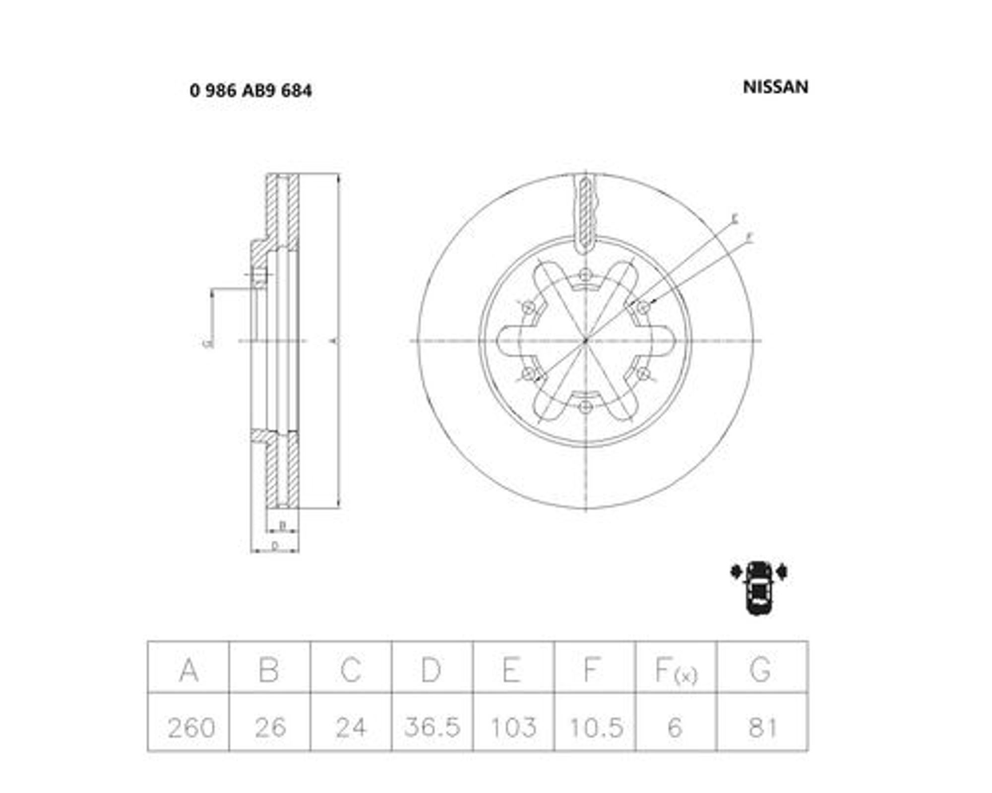 Диск тормозной BOSCH 0986AB9684