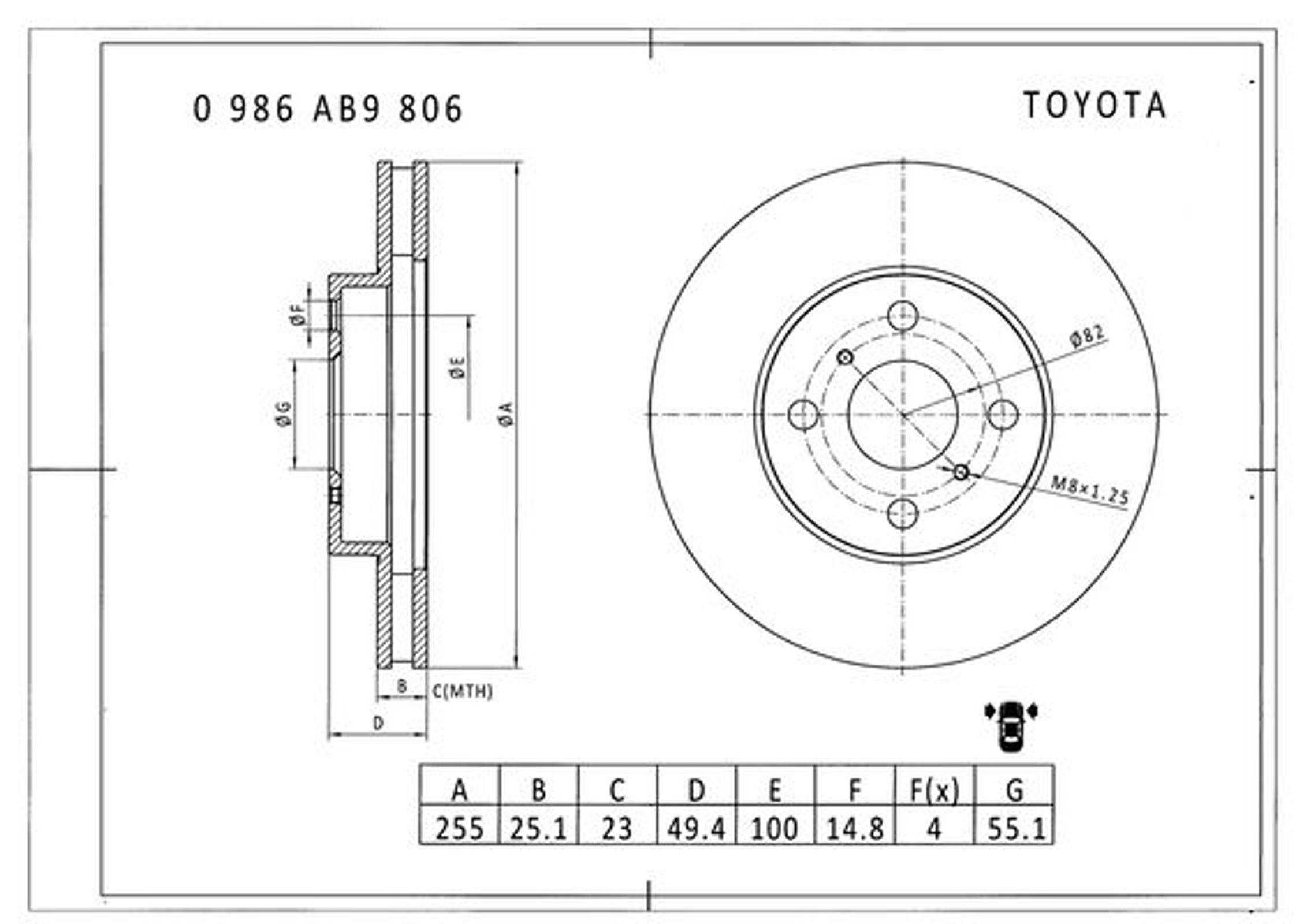Диск тормозной BOSCH 0986AB9806