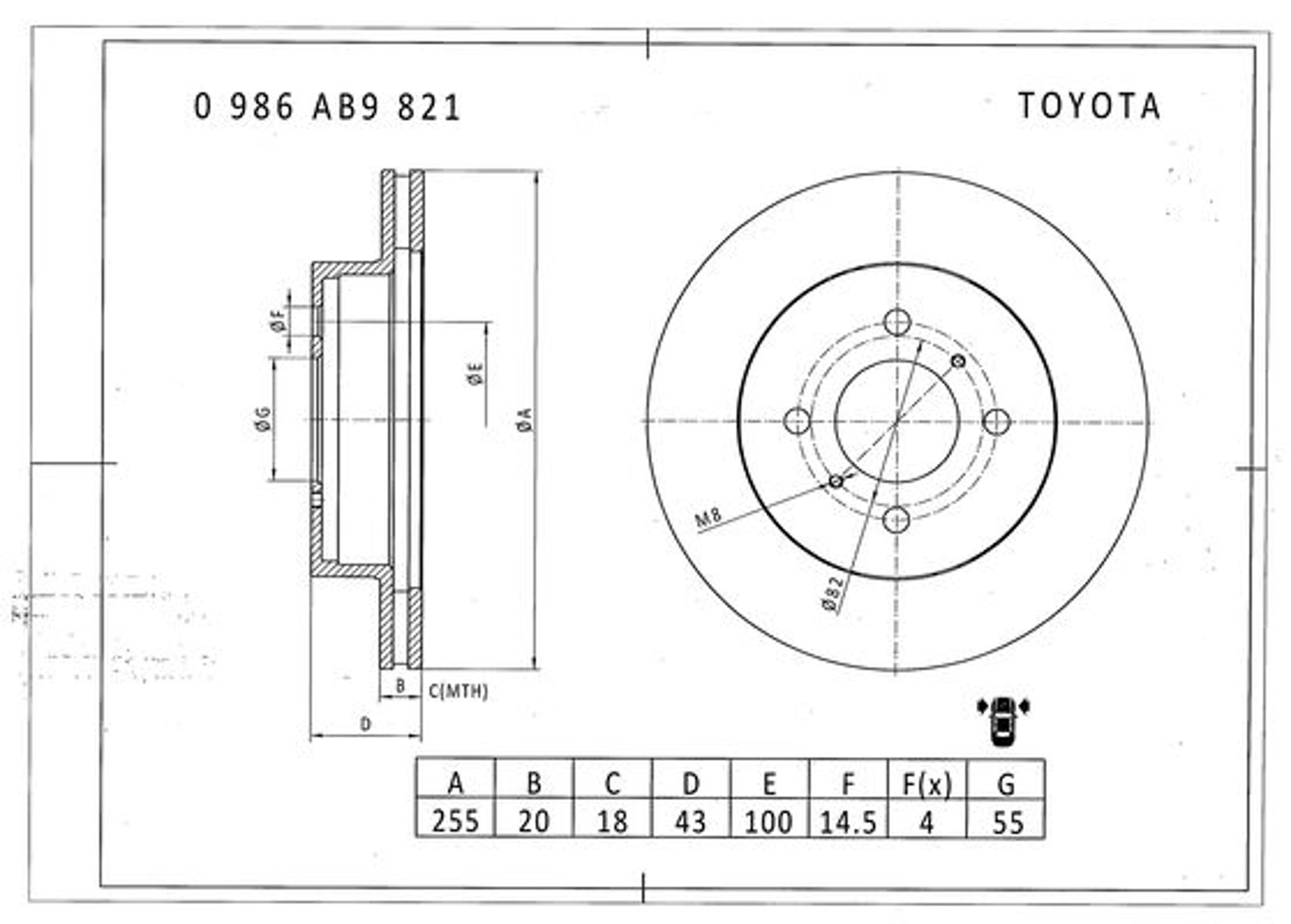 Диск тормозной BOSCH 0986AB9821