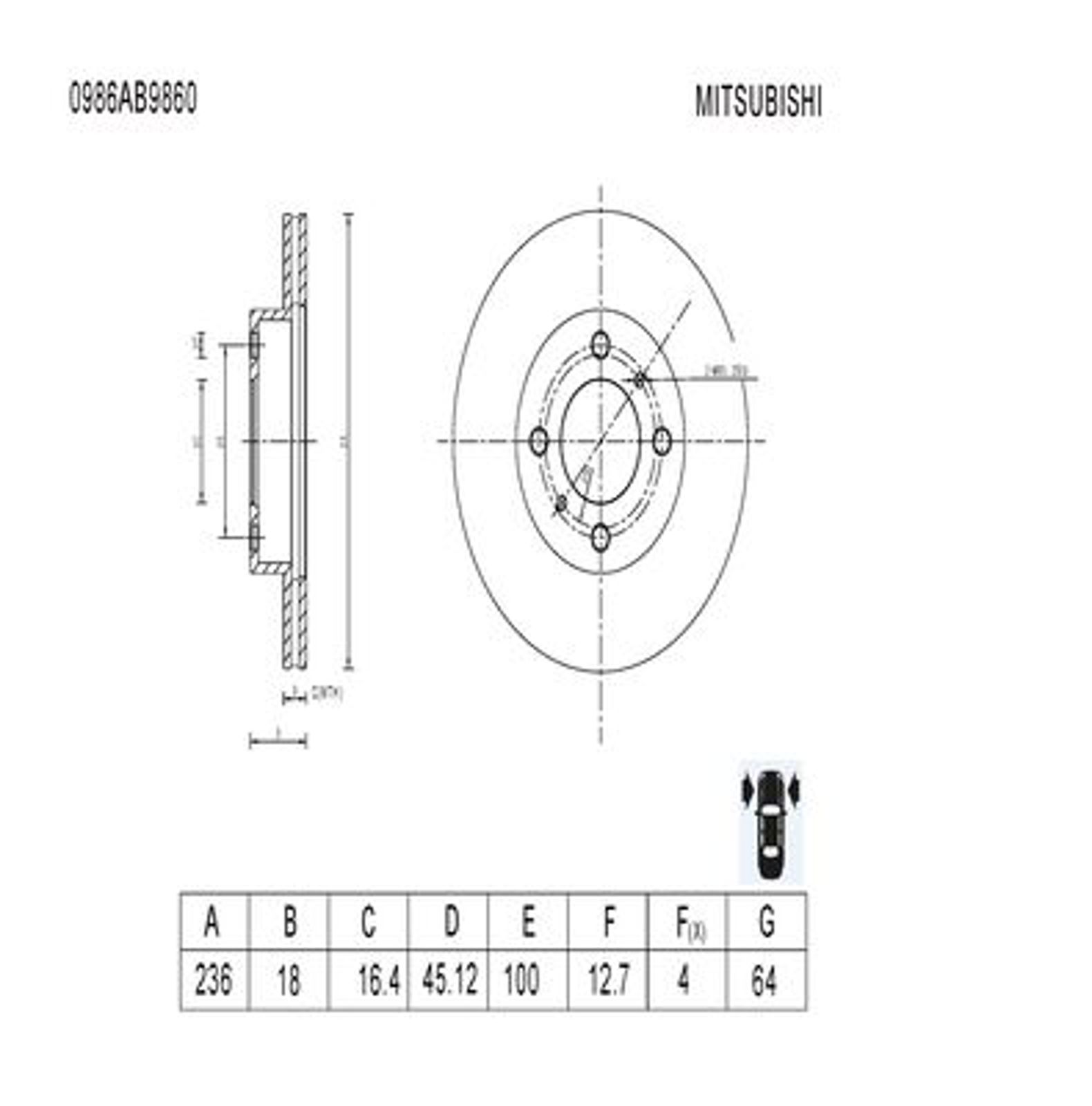 Диск тормозной BOSCH 0986AB9860