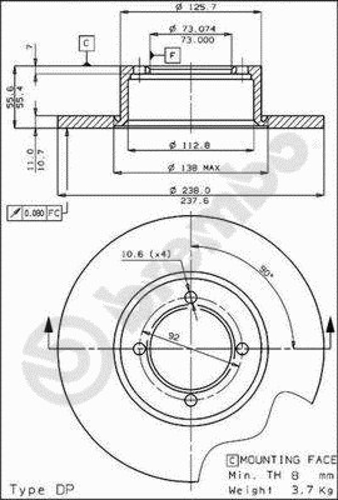 BS 7009 BRECO Диск тормозной