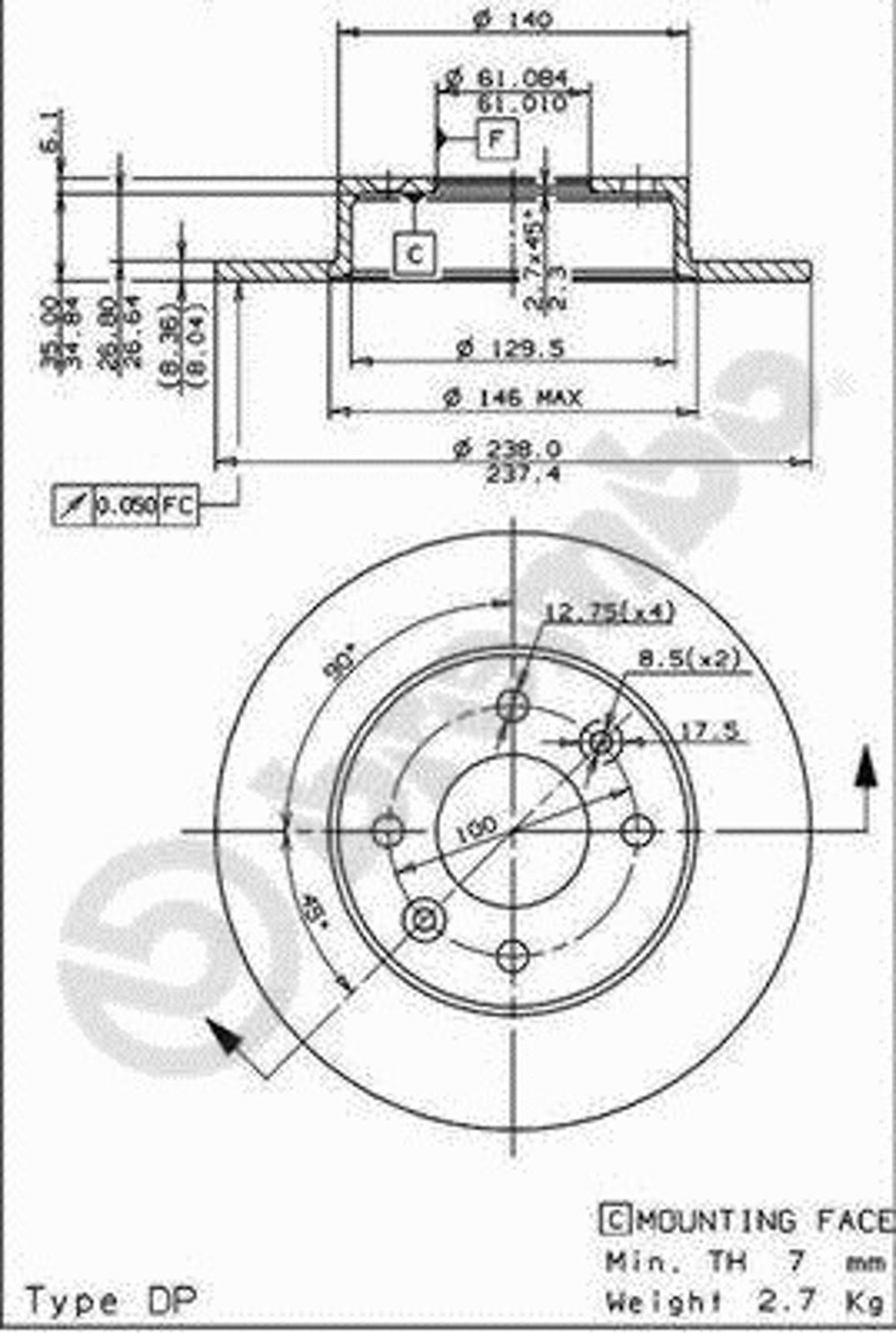 BS 7336 BRECO Диск тормозной