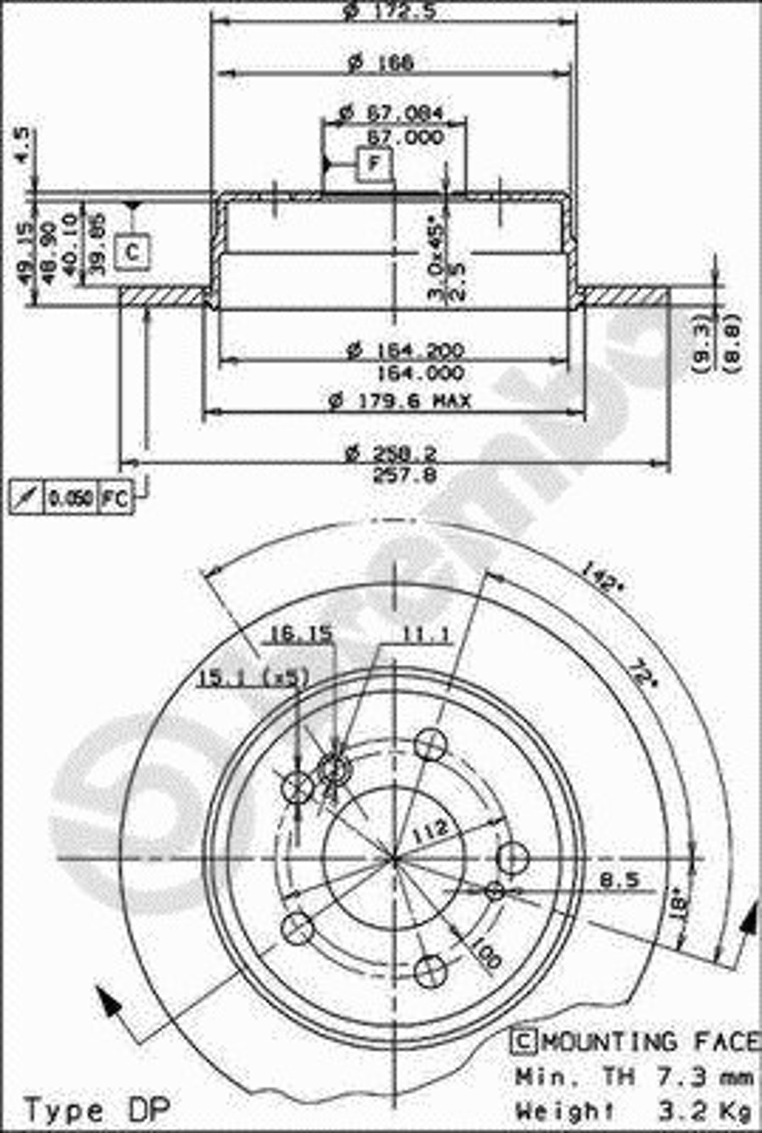 Диск тормозной BRECO BS 7338