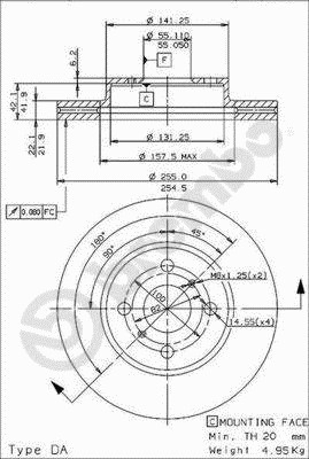 Диск тормозной BRECO BS 8125
