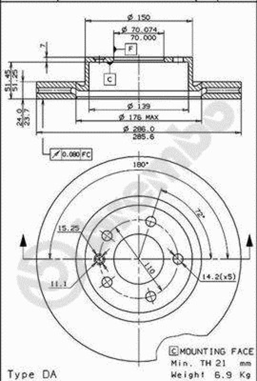 BS 8155 BRECO Диск тормозной