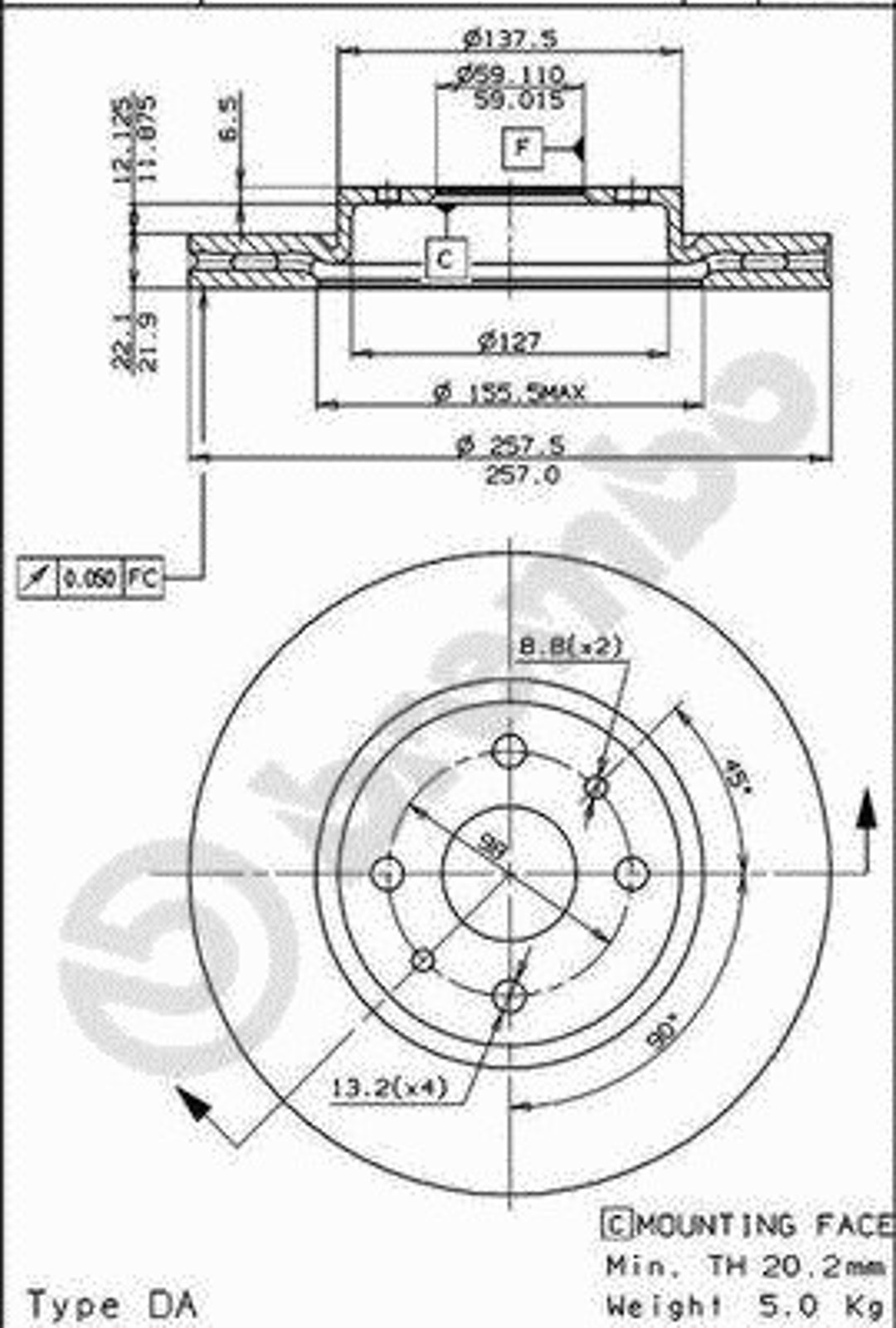 BS 8164 BRECO Диск тормозной