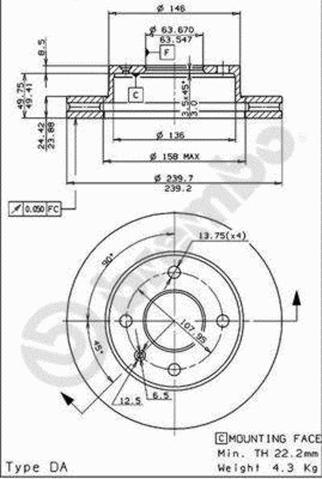 Диск тормозной BRECO BS 8245