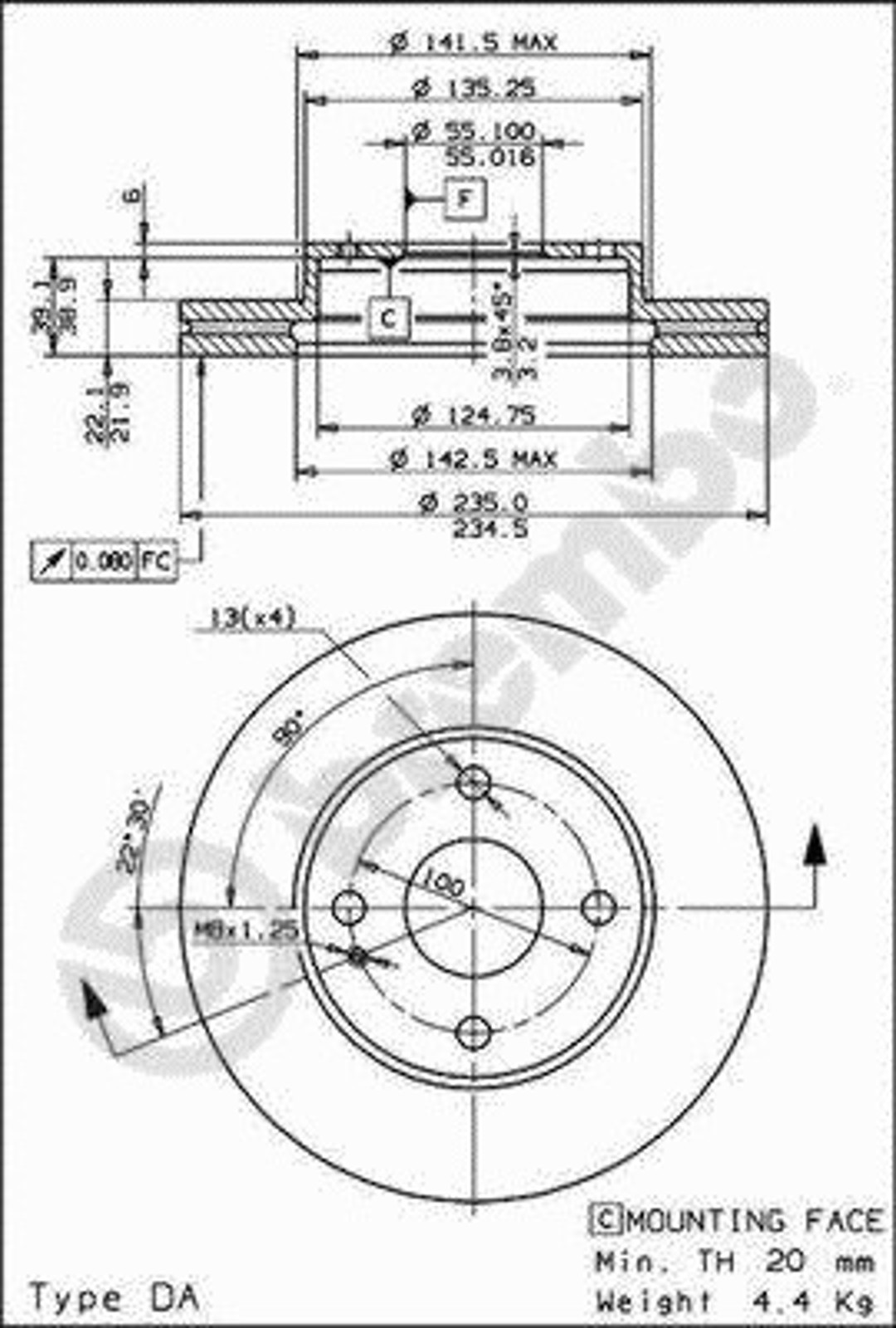 Диск тормозной BRECO BS 8258