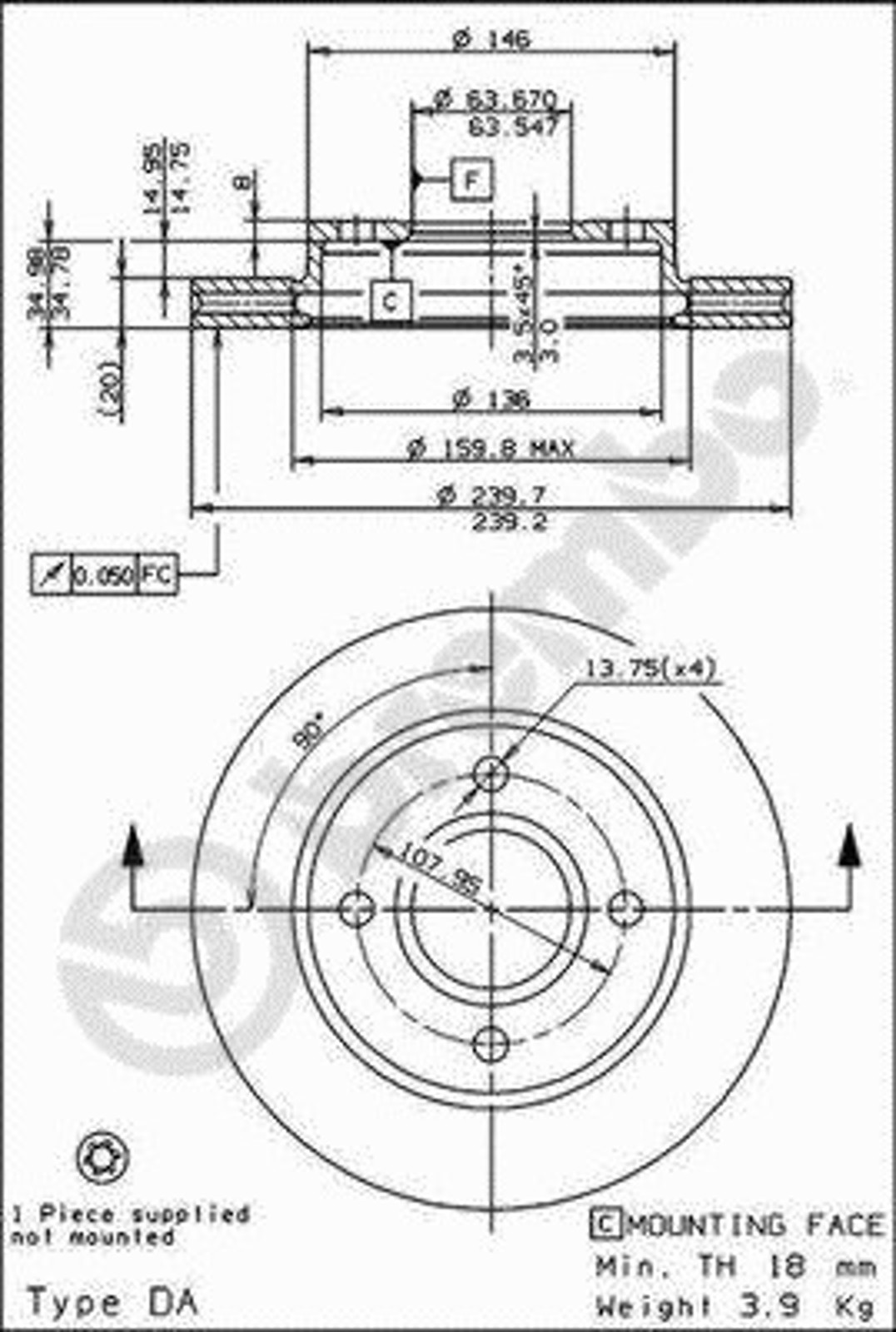 BS 8277 BRECO Диск тормозной