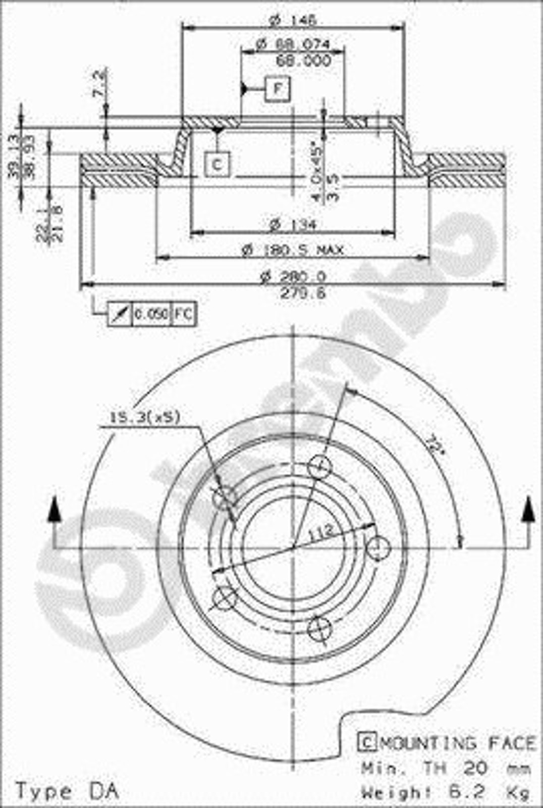 Диск тормозной BRECO BS 8285