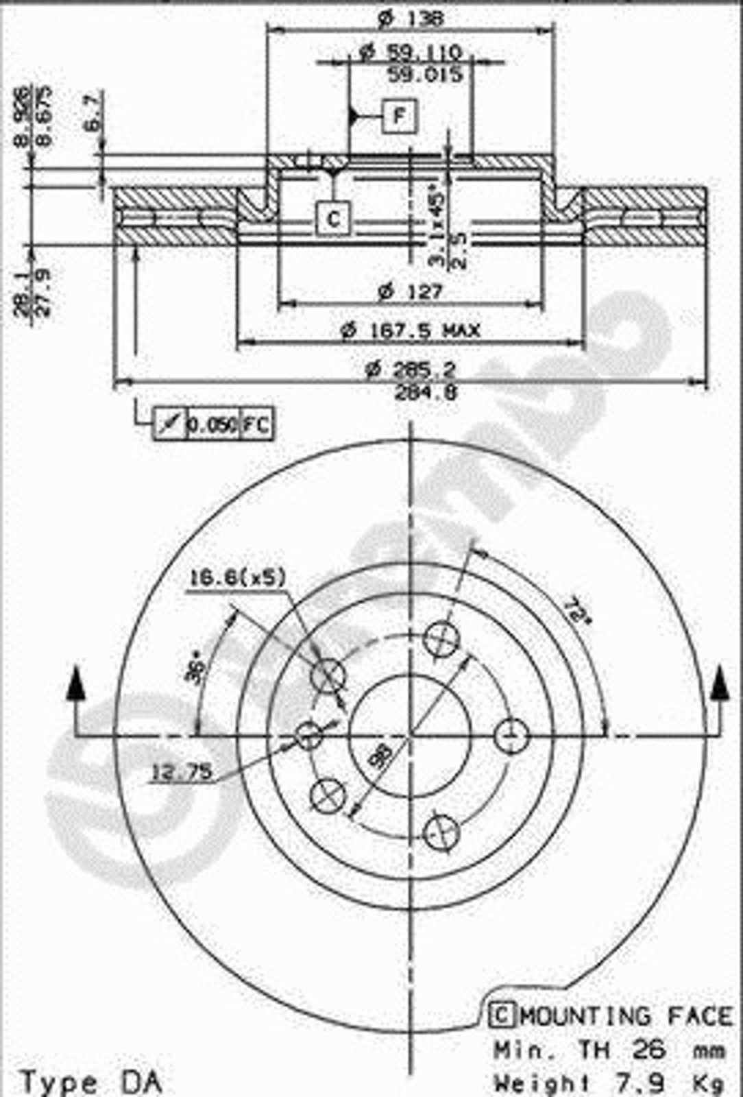 Диск тормозной BRECO BS 8426