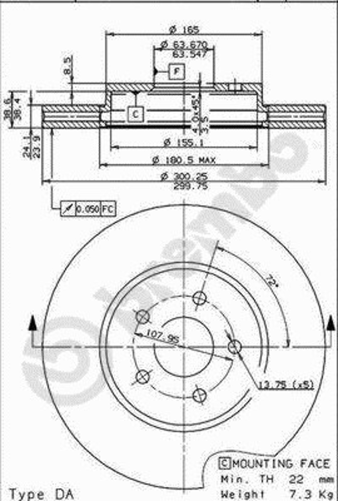 Диск тормозной BRECO BS 8436