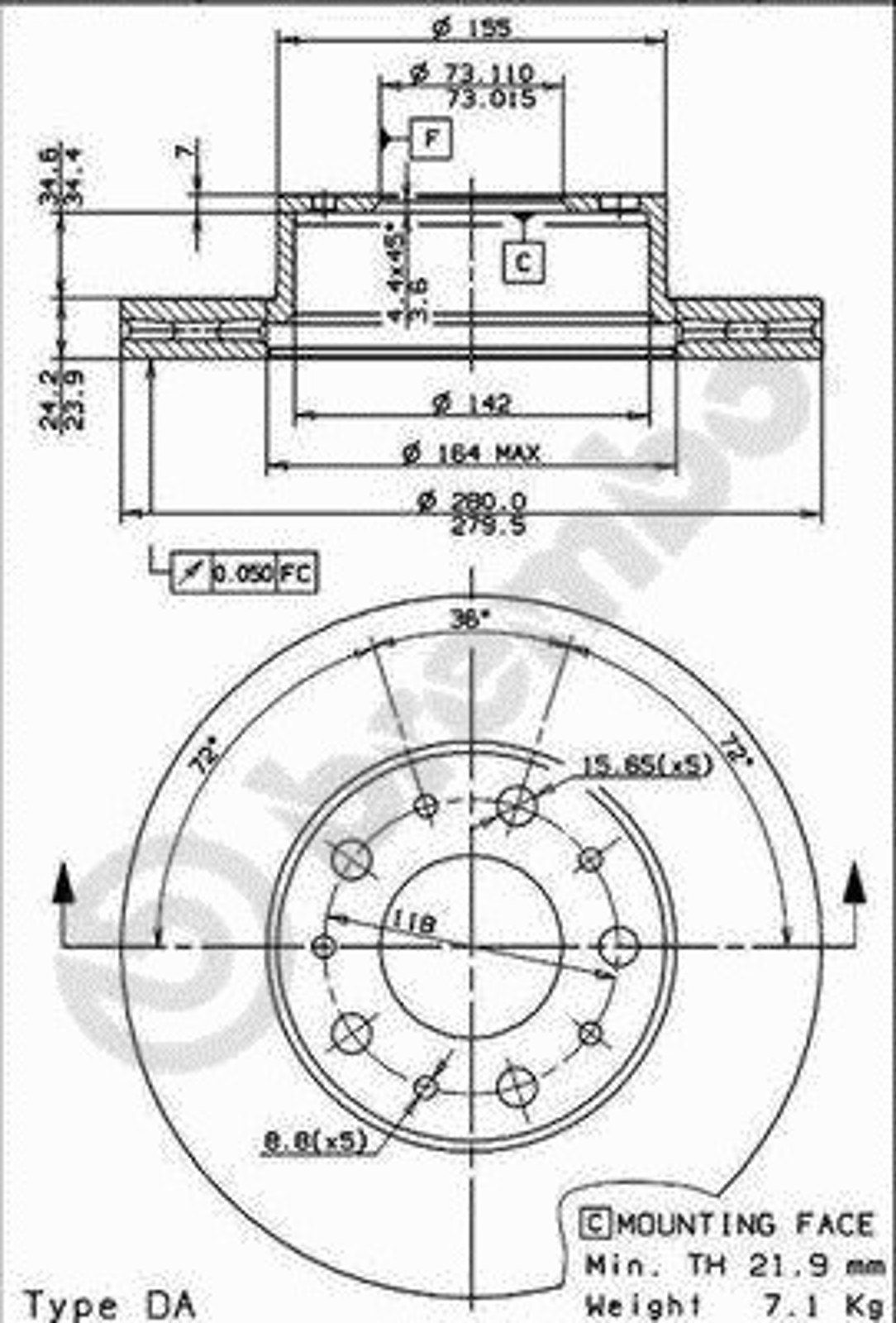 BS 8439 BRECO Диск тормозной