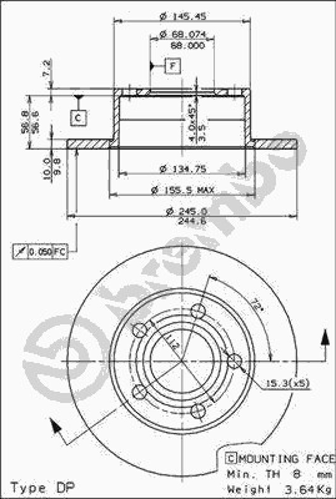 Диск тормозной BRECO BV 7468