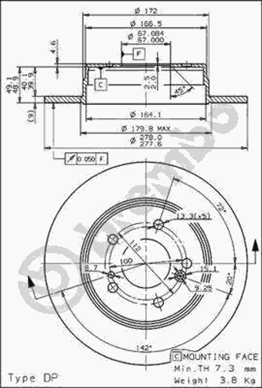 Диск тормозной BRECO BV 7636