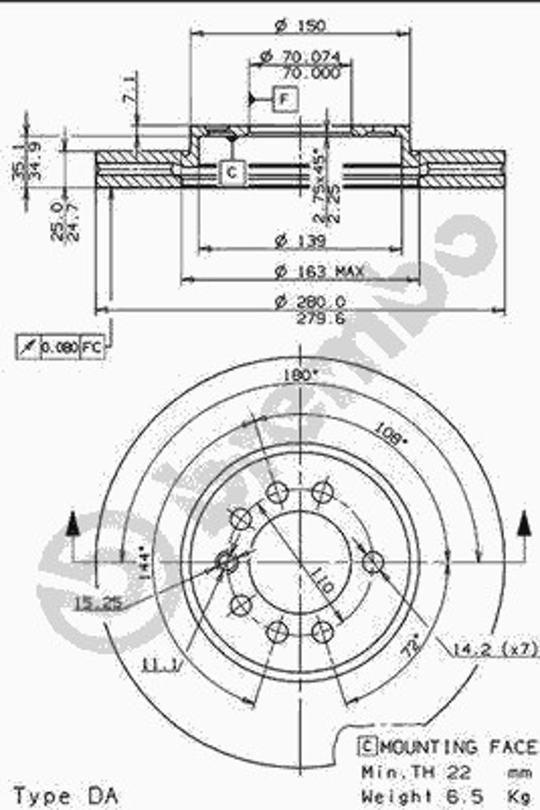 Диск тормозной BRECO BV 8325