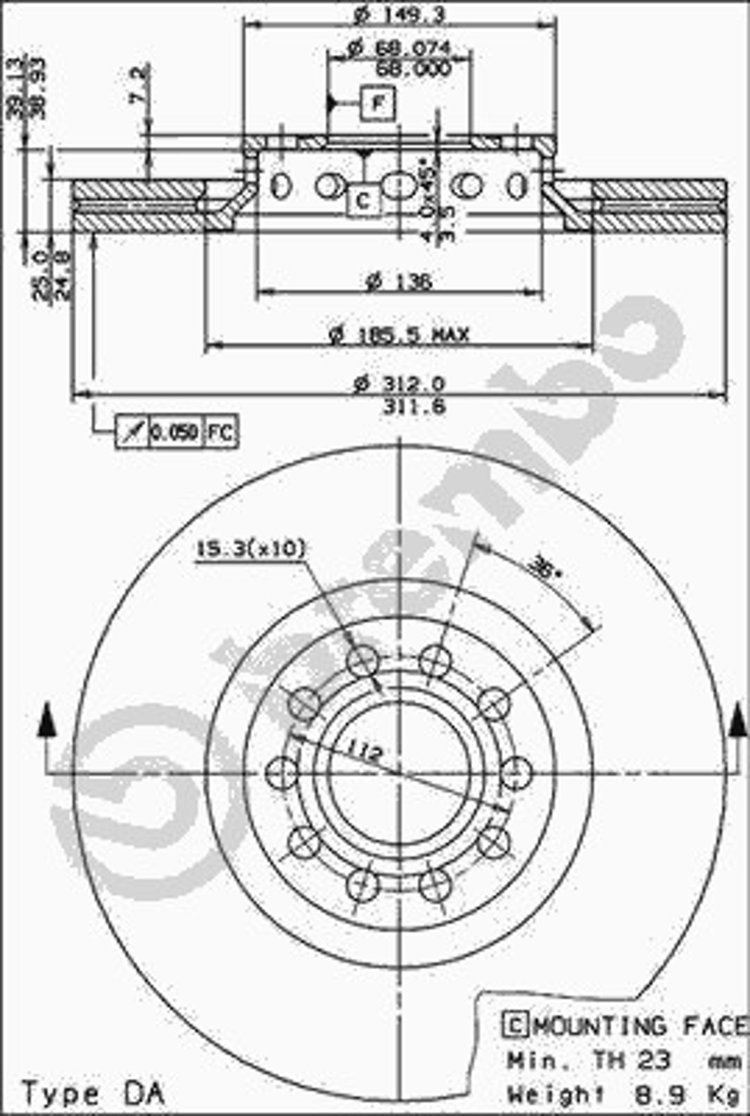Диск тормозной BRECO BV 8427