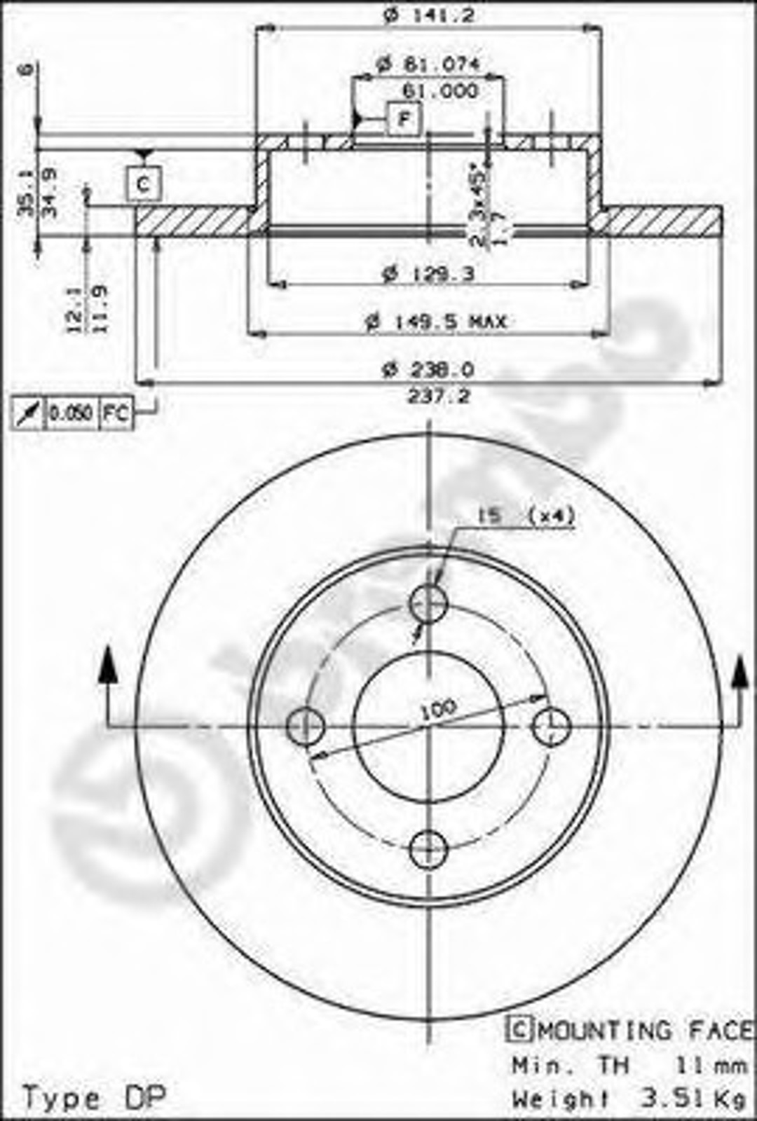 08.2958.20 BREMBO Диск тормозной