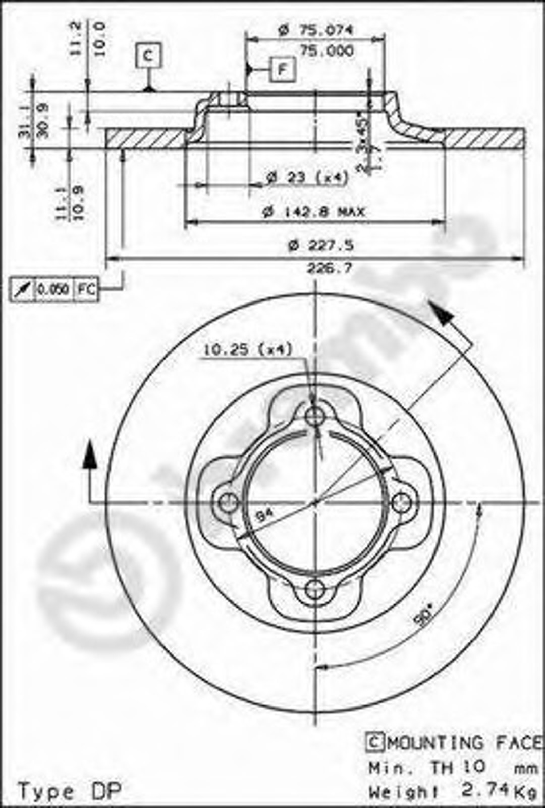 Диск тормозной BREMBO 08.4436.10