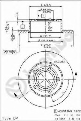 Тормозной диск BREMBO 08.4874.20