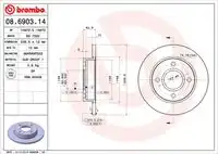 08.6903.14 BREMBO ДИСК ТОРМОЗНОЙ FORD FIESTA IV (JA_, JB_) 1.0 i 1999-2002