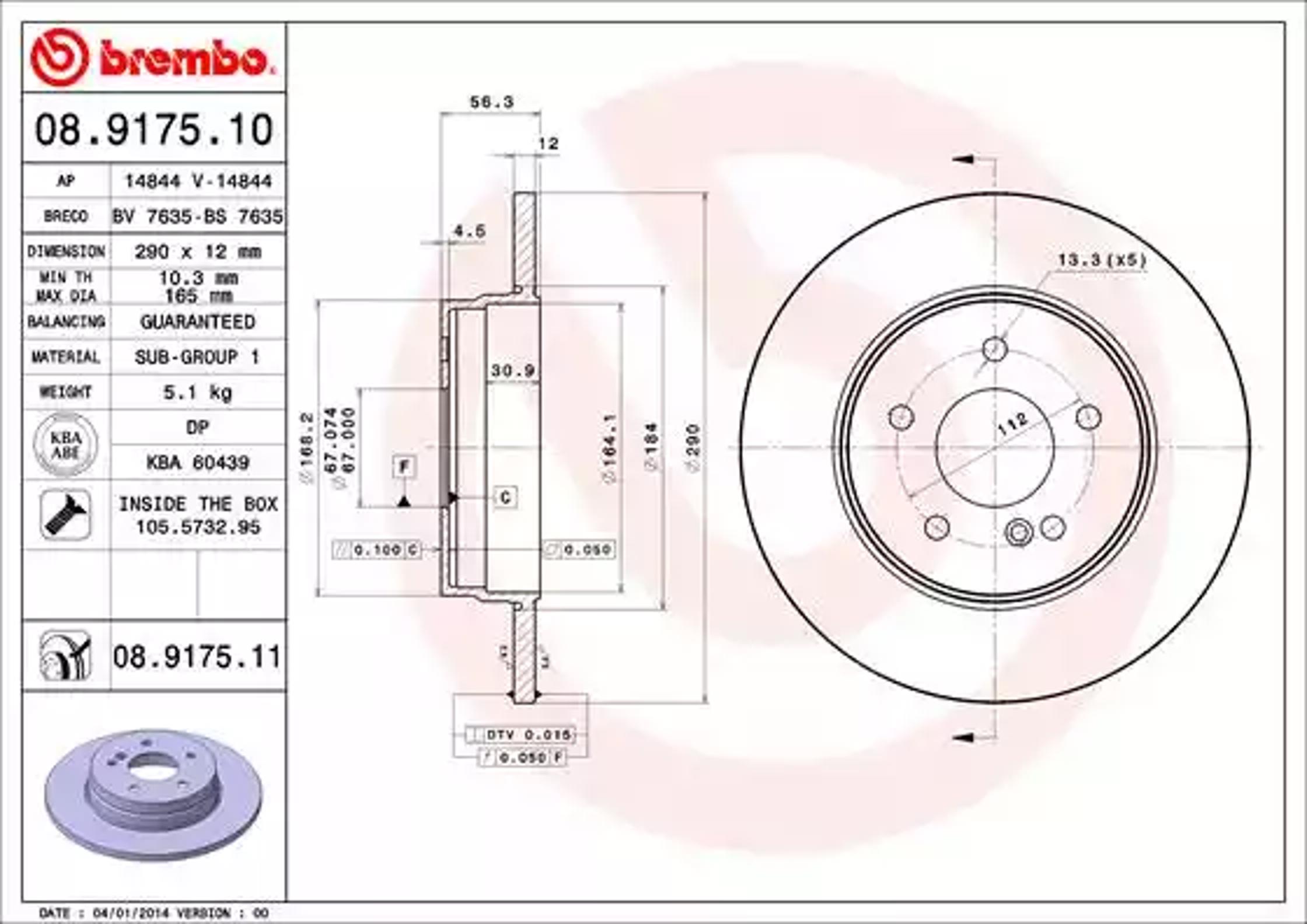 08.9175.10 BREMBO Диск тормозной