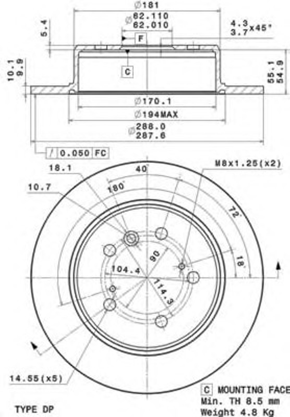 Диск тормозной BREMBO 08.A150.10