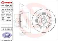 08.A537.11 BREMBO Диск тормозной задний Volvo S80 03/2006-, V70 08/2007- кол-во в уп.