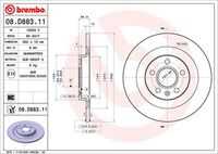 Диск тормозной задний BREMBO 08.D883.11