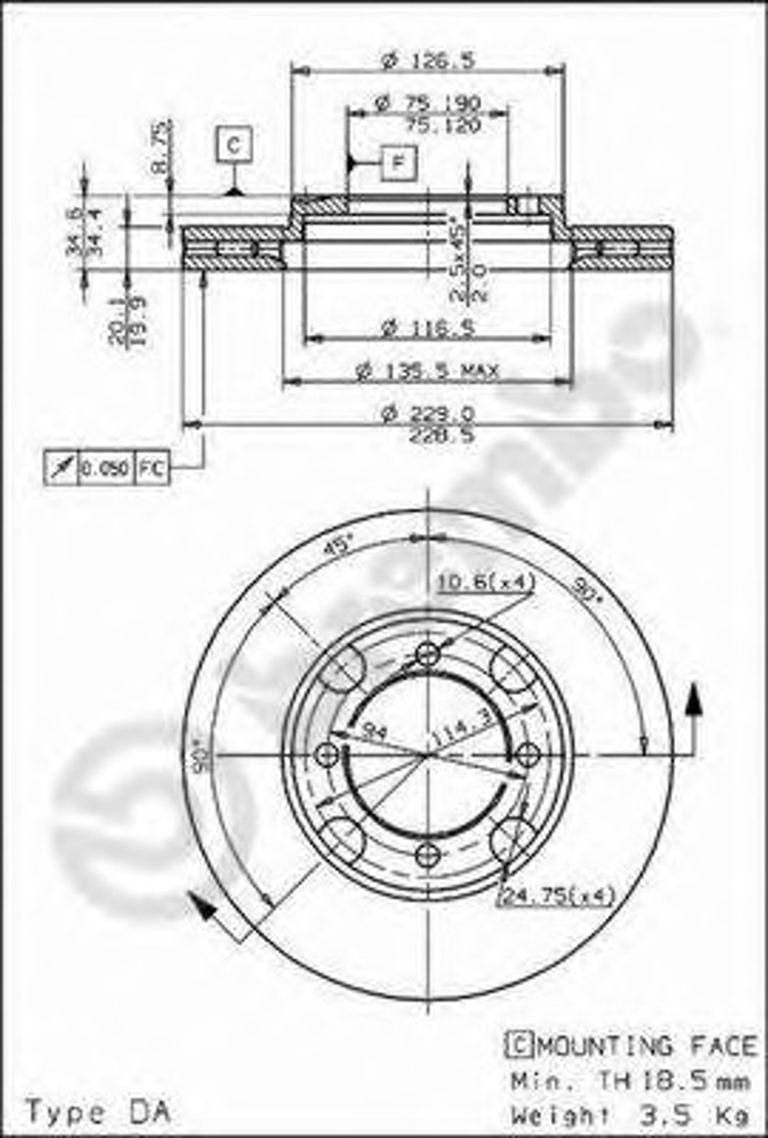 Диск тормозной BREMBO 09.5214.10