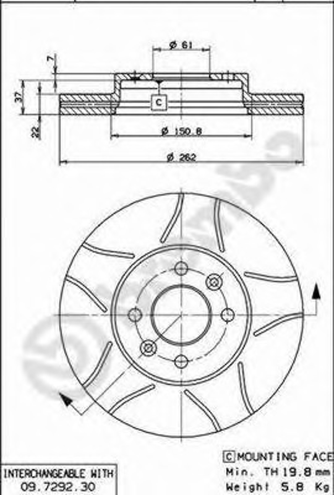 09.7292.77 BREMBO Диск тормозной