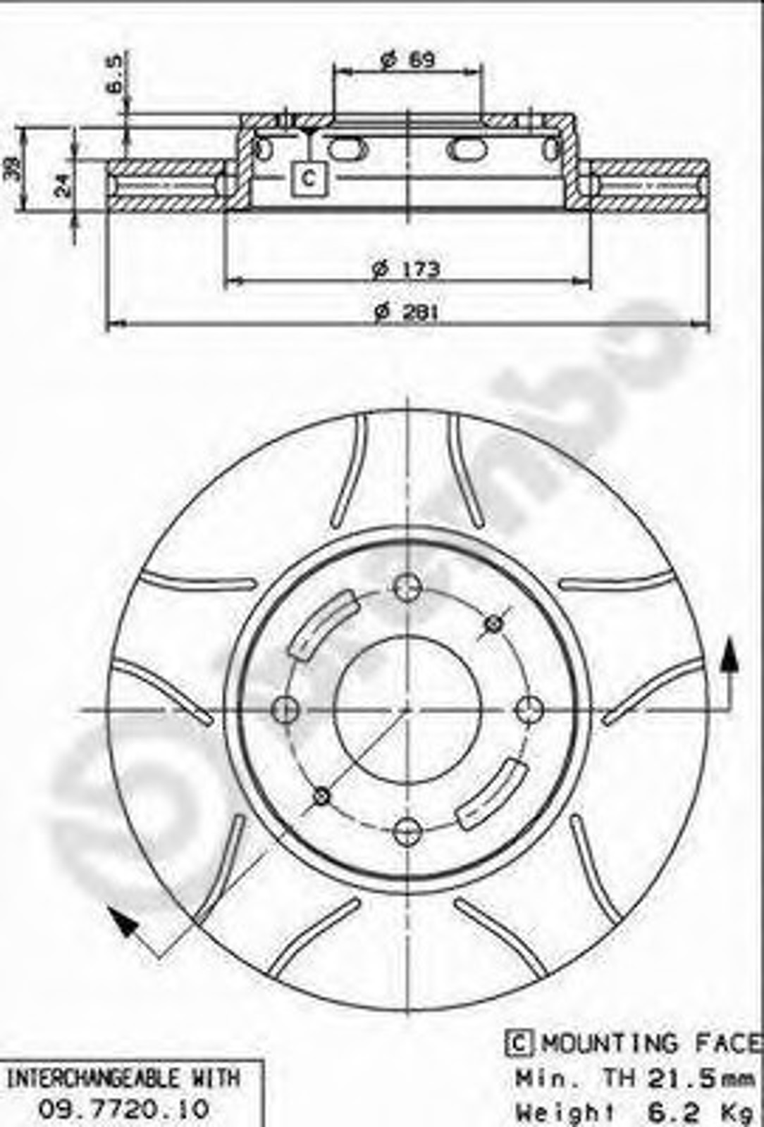 Диск тормозной BREMBO 09.7720.75