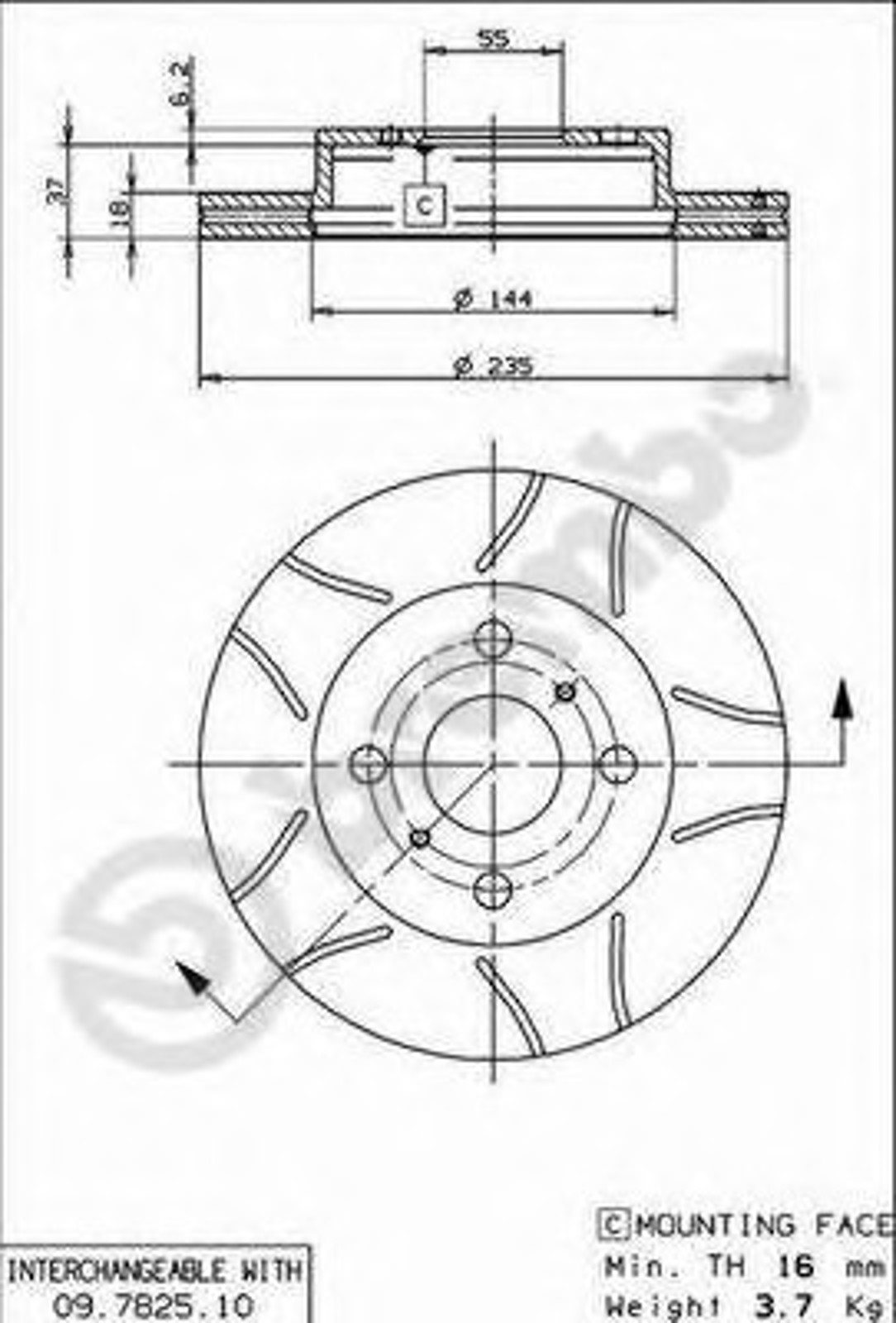 Диск тормозной BREMBO 09.7825.75