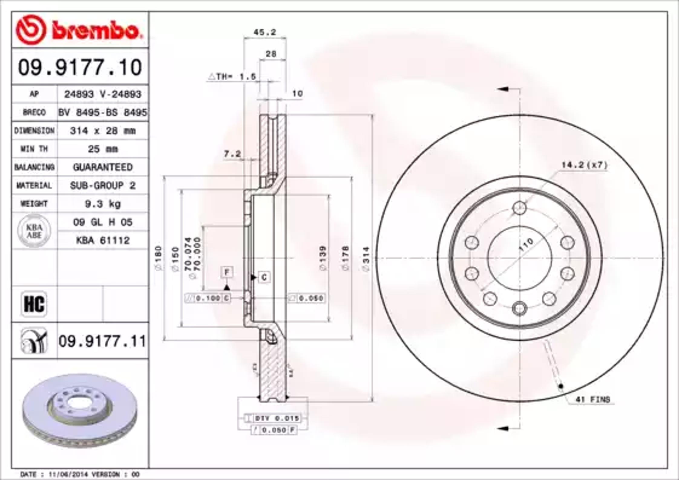 Диск тормозной BREMBO 09.9177.10