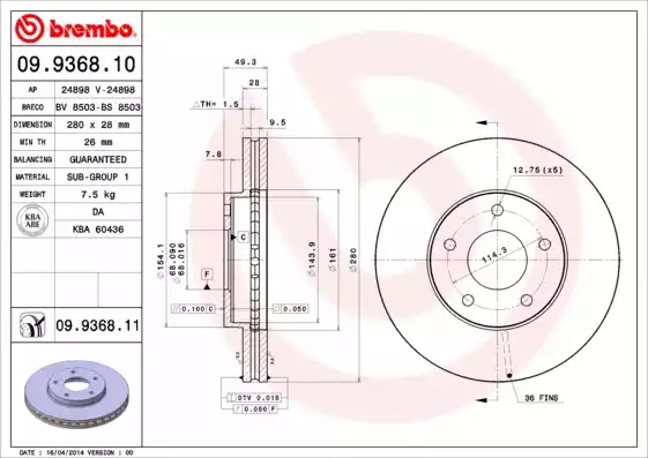 09.9368.10 BREMBO Диск тормозной